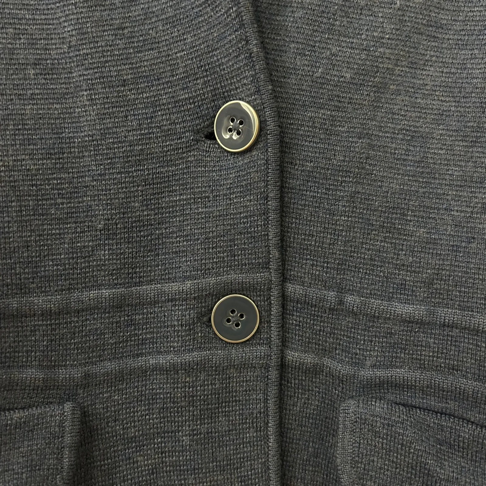 Talbots Sz M Merino Wool Knit Blazer Jacket Cardigan Blue Heather Career Classic - Image 4