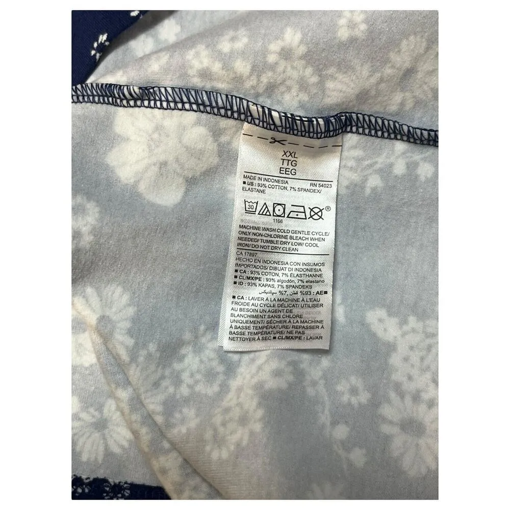 New Old Navy Dress Womens 2XL Floral Round Neck Short Sleeve Stretch Cotton Blue - Image 10