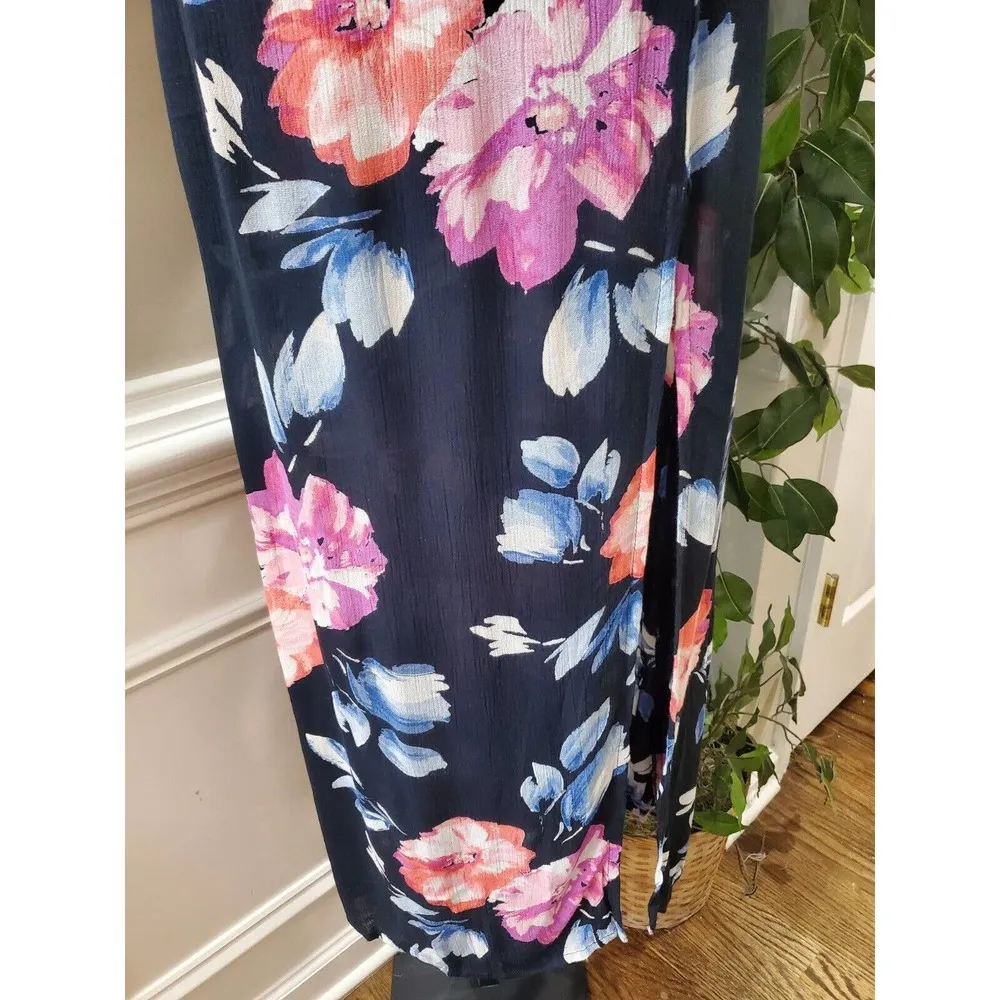 Band of Gypsies Women's Multicolor Floral Viscose V-Neck Long Maxi Dress Small - Image 4