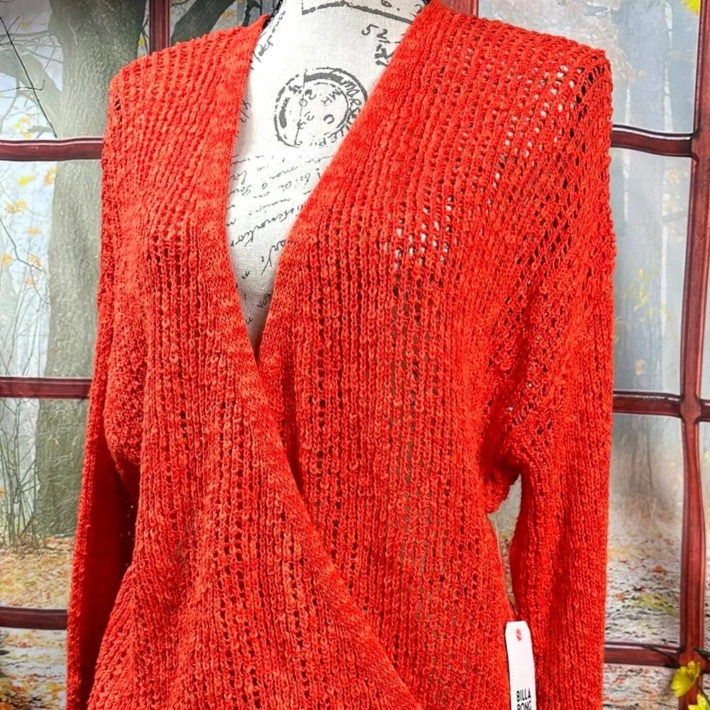 Billabong Sweet Bliss Loose Knit Wrap Sweater - red/orange - size L - Image 8