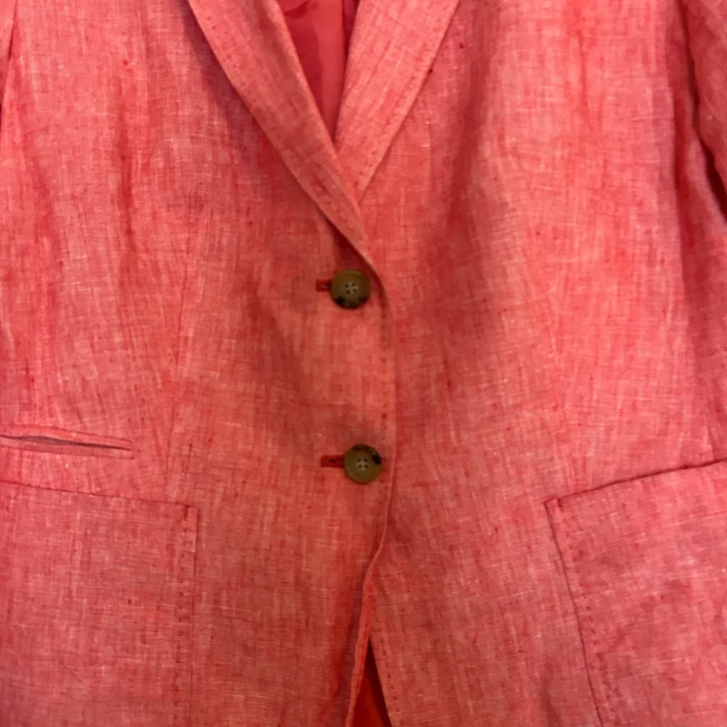 100% Linen Talbots Pink Blazer Size 12 - Image 3