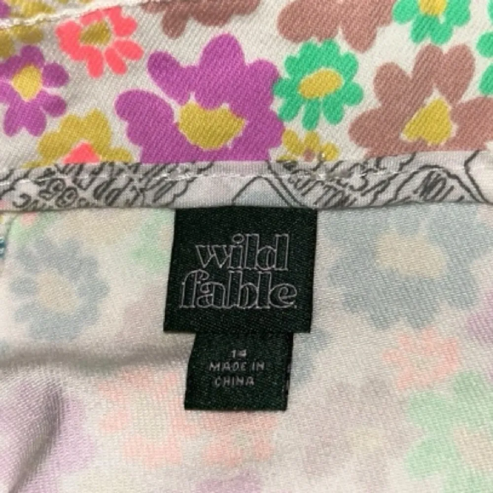 Wild Fable Women's Notch Front Floral Print Jean Mini Skirt  Stretch Size 8 - Image 5