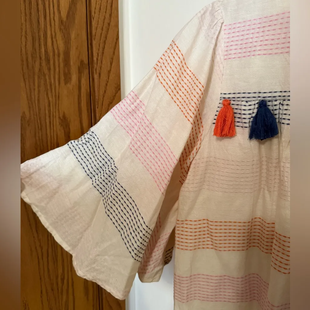 THML Cream Stripe Shift Dress With Tassels - Image 7