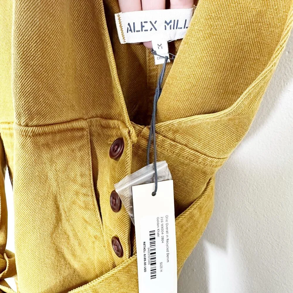 Alex Mill Womens Ollie Jumpsuit Sleeveless Cropped Denim Golden Khaki Medium NWT Brown - Image 7