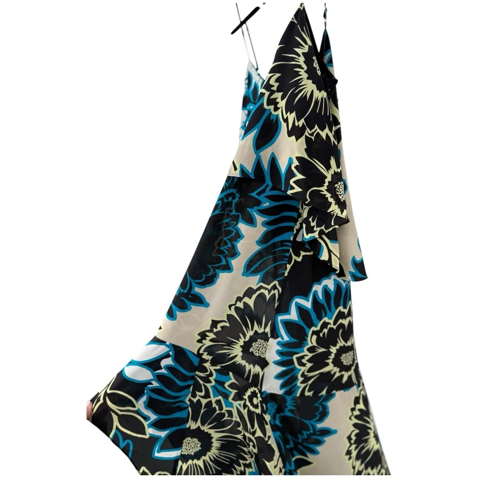Marciano 100% Silk Floral Print High‎ Low Slip Dress Size XS Coquette Feminine - Image 5