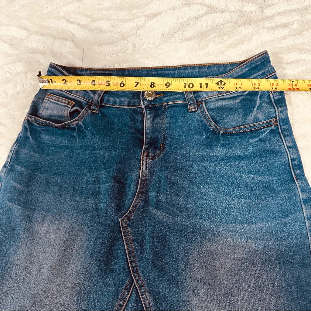 Be Girl Size XS Women's Blue Denim Fray Hem Jean Skirt Minimalist - Image 5