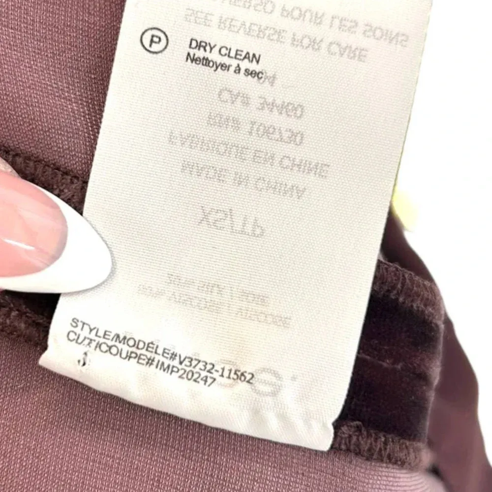 Vince Top Split-back‎ Silk Crushed Velvet Short Sleeve Raisin Purple Tee Size XS - Image 8