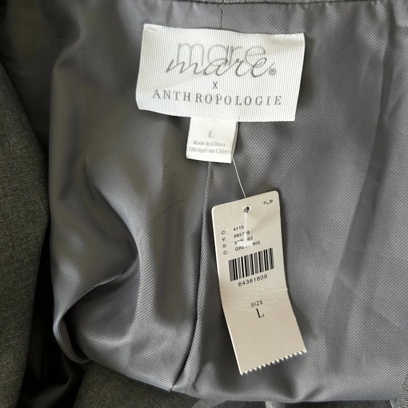 NEW Anthropologie x Mare Mare Cinch Sleeve Open Front Boyfriend Blazer Sz Large - Image 4