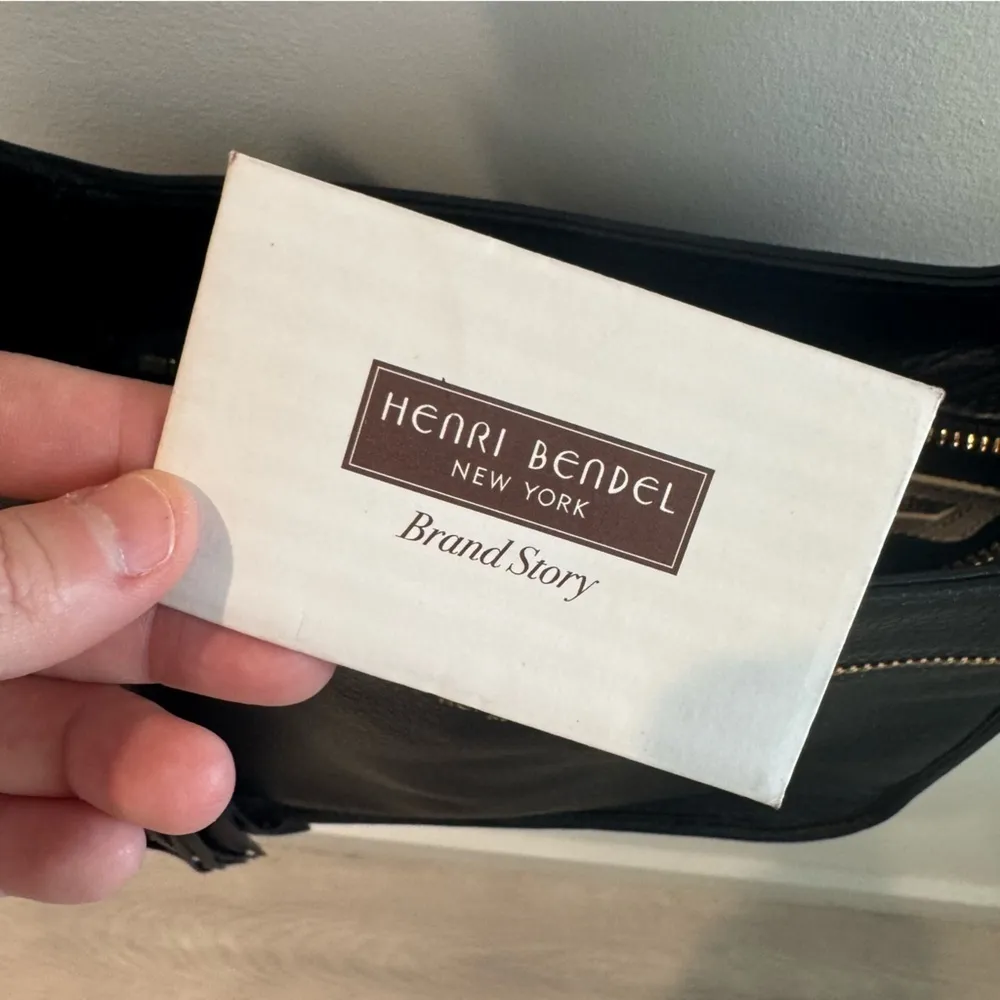 Henri Bendel Black Leather Dylan Tassel Mini Messenger Bag with Cole Haan Strap - Image 9