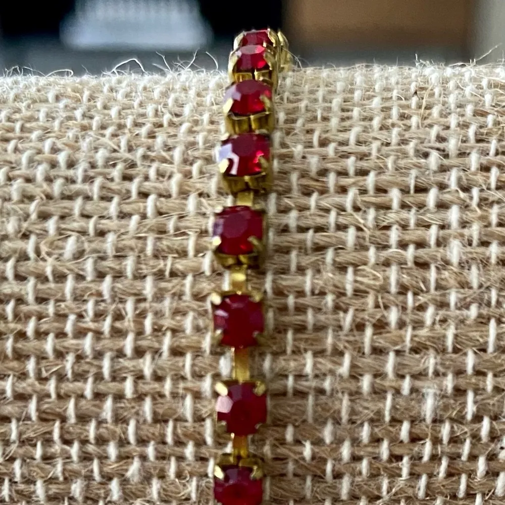 Vintage Red Crystal Bracelet Gold - Image 2