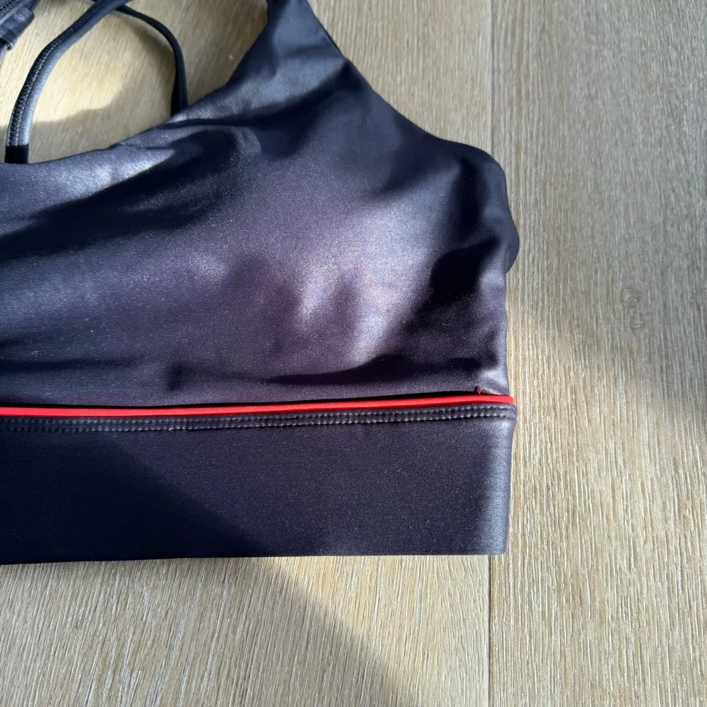 Zyia Active Black Sports Bra with Red Trim - Image 2