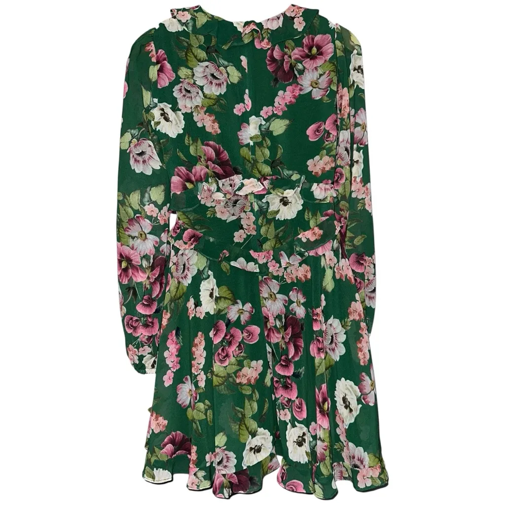 Bardot Women’s Size 4 XS Green Floral Bardot Bambi Flirty Long Sleeve Dress - Image 8