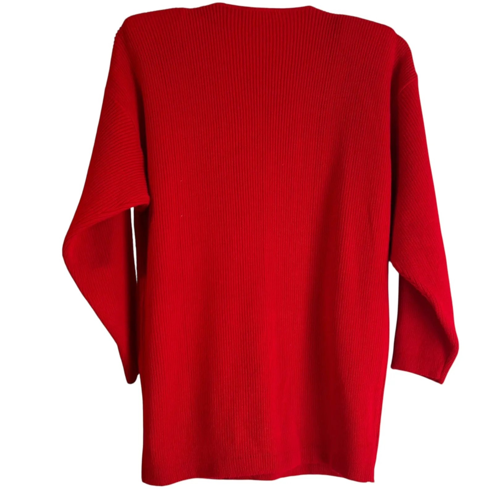 Sweater VTG Red OS Embroidered Jewels Embellished Rib Knit Casual Fairy USA - Image 6