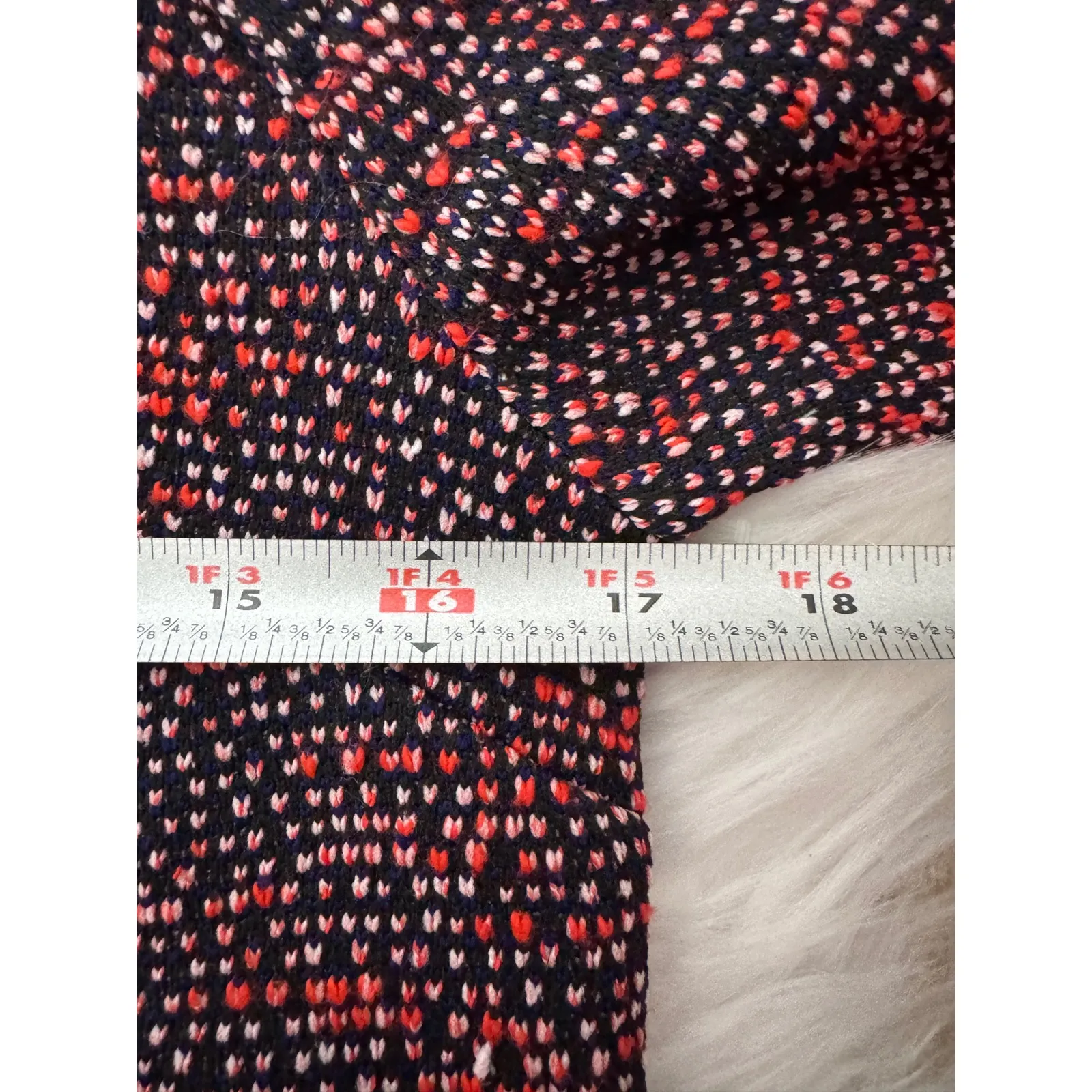 Talbots Women's Crew Neck Sweater Dress Navy Red Textured Button Detail Size M - Image 7