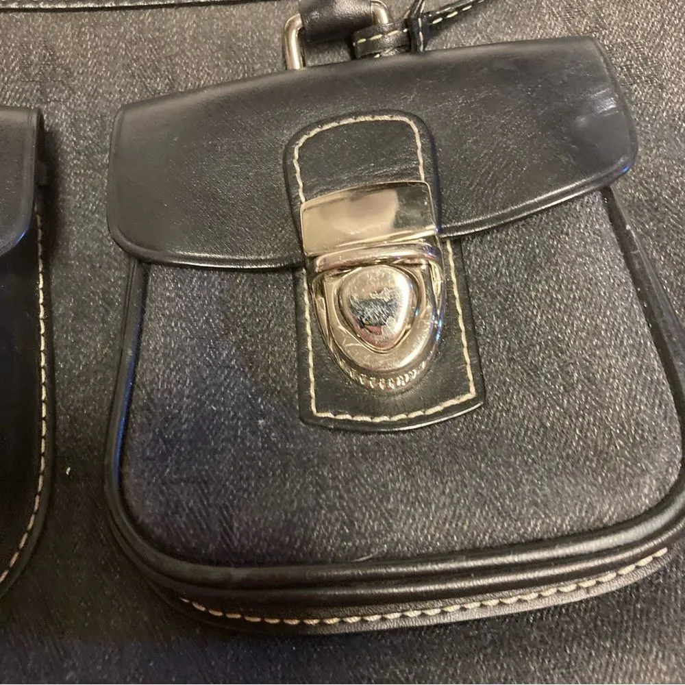 Dooney & Bourke Signature Double Pocket Satchel Bag Y2K Vintage Charcoal Gray - Image 3