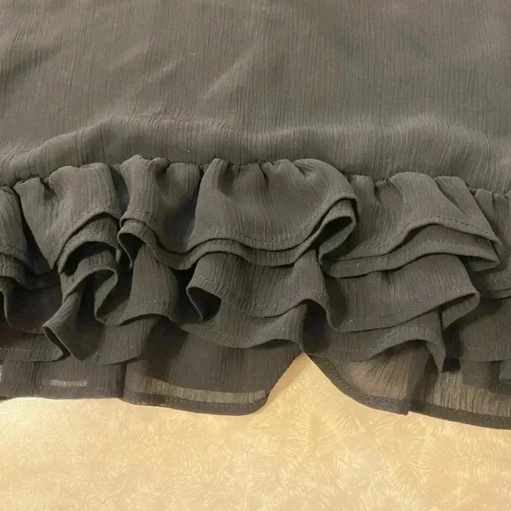 Charlotte Russe Black Ruffle‎ Long Floaty Mesh Tank top Size Small - Image 5