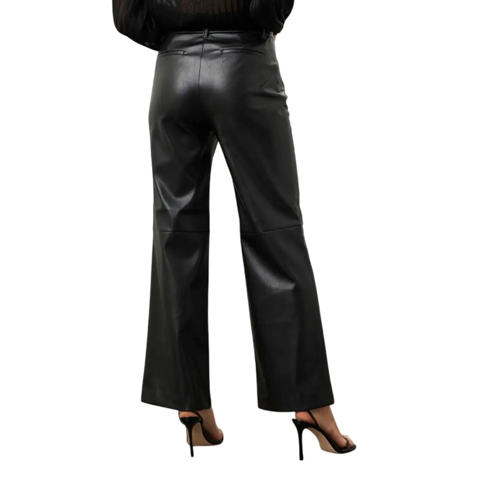 Derek Lam 10 Crosby x RTR Flare Faux Leather Sailor Pant in Black, Size US 12 - Image 3