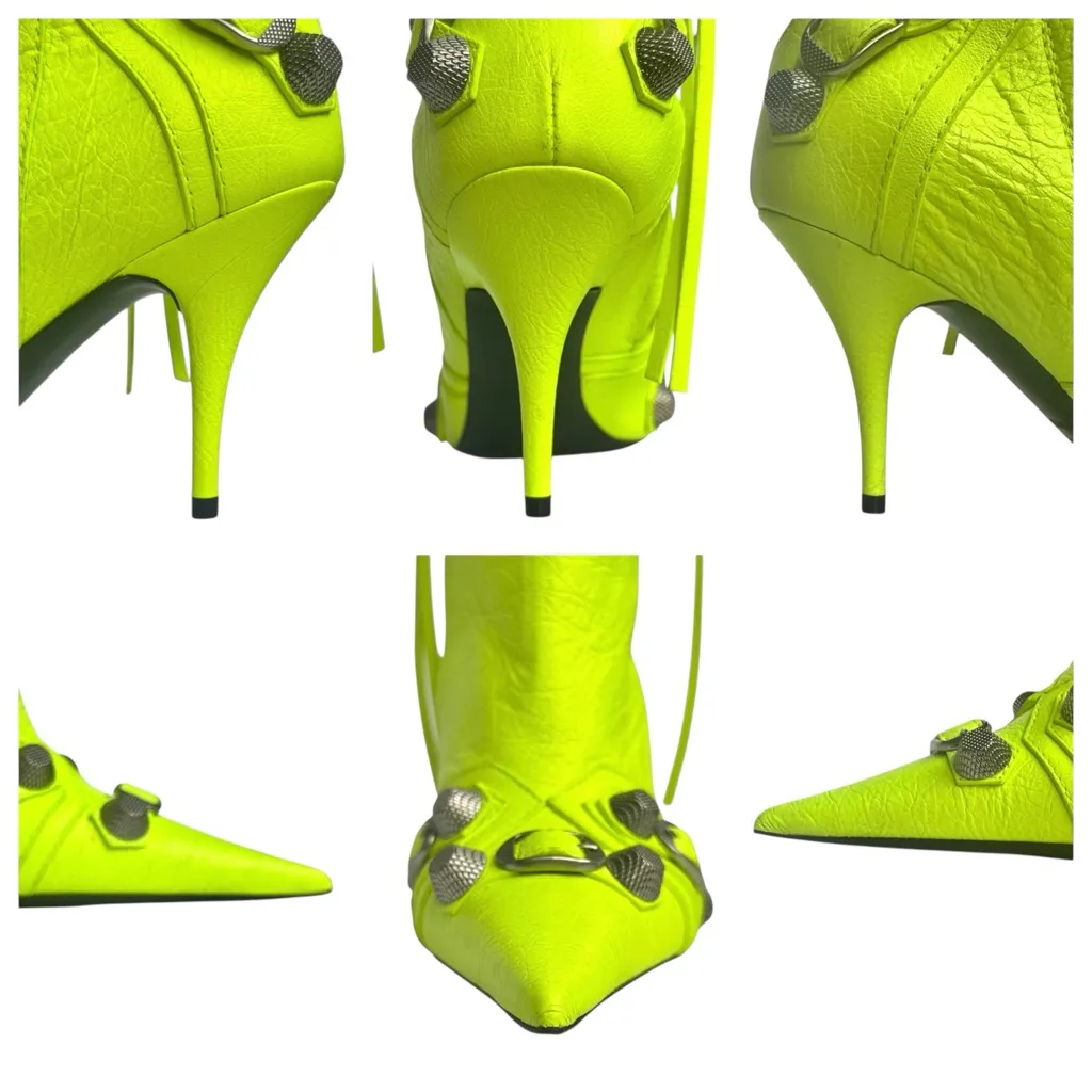 Balenciaga Cagole Leather Knee High Boots Fluorescent Yellow 90 mm Heels US 6 - Image 16