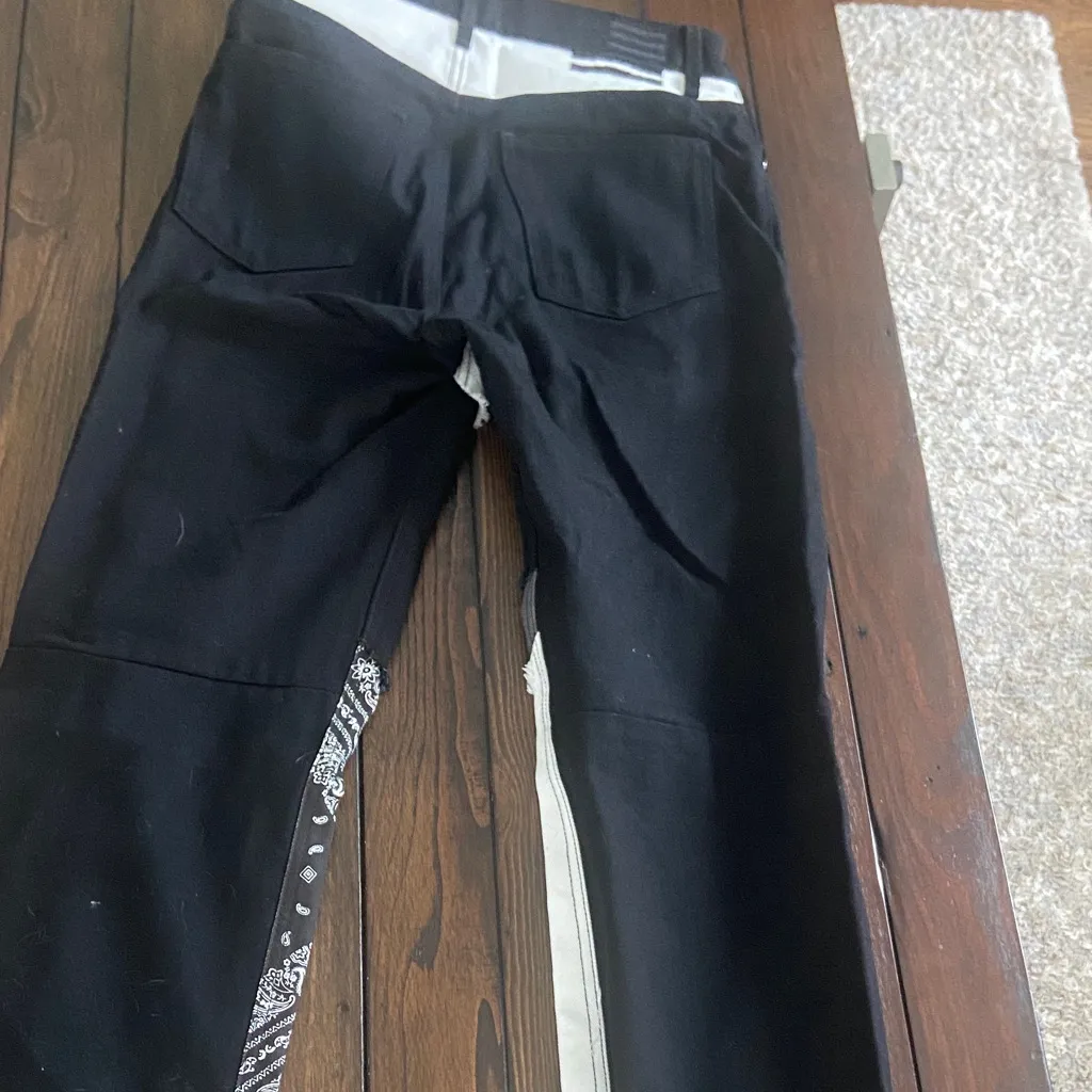 Revice Denim Bandana Patch Black & White Relaxed Fit Pants Women's Size-26 - Image 7