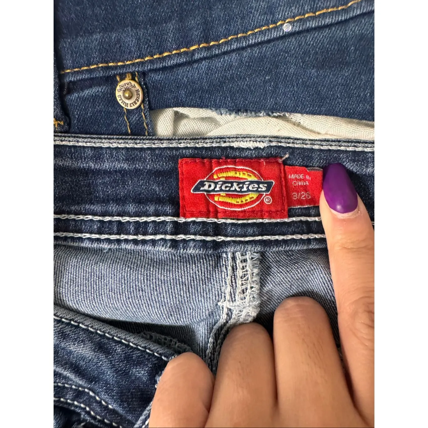 Dickies Women’s Carpenter Jeans Size 31/26 Dark Wash Utility Workwear Straight L - Image 4