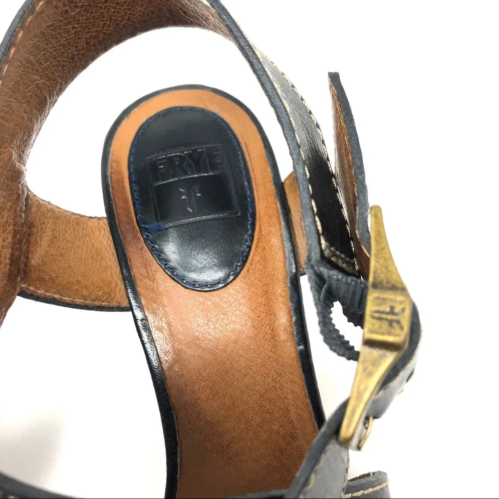 FRYE navy blue leather strappy sandals, size 9 - Image 8