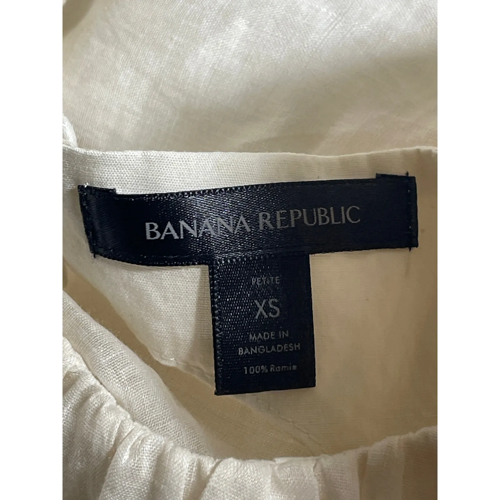 Banana Republic White Ramie Short Puff Sleeve Open Back Mini A-line Dress Sz XS - Image 3