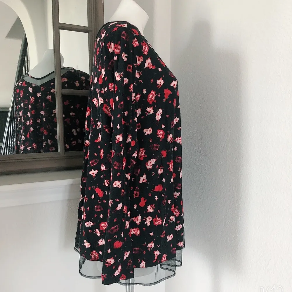 Lane Bryant Top Floral Lace Mesh Lace Trim Sweatshirt Plus Size 14/16 - Image 4