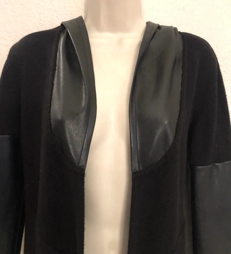 NWOT Sold Out  vegan leather & wool blend hooded lightweight jacket Sz XS - Image 5