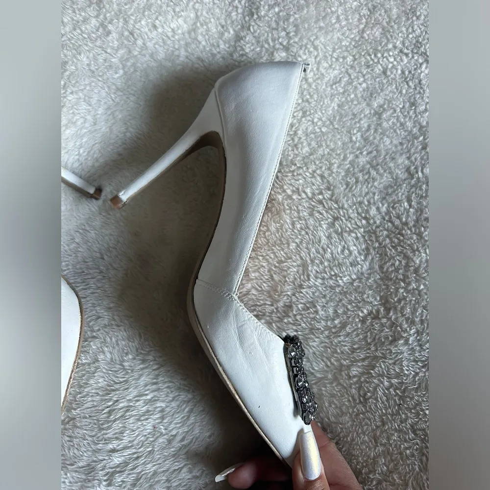 $595 SJP By Sarah Jessica‎ Parker White Windsor 70 Heels Size 37.5 - Image 5