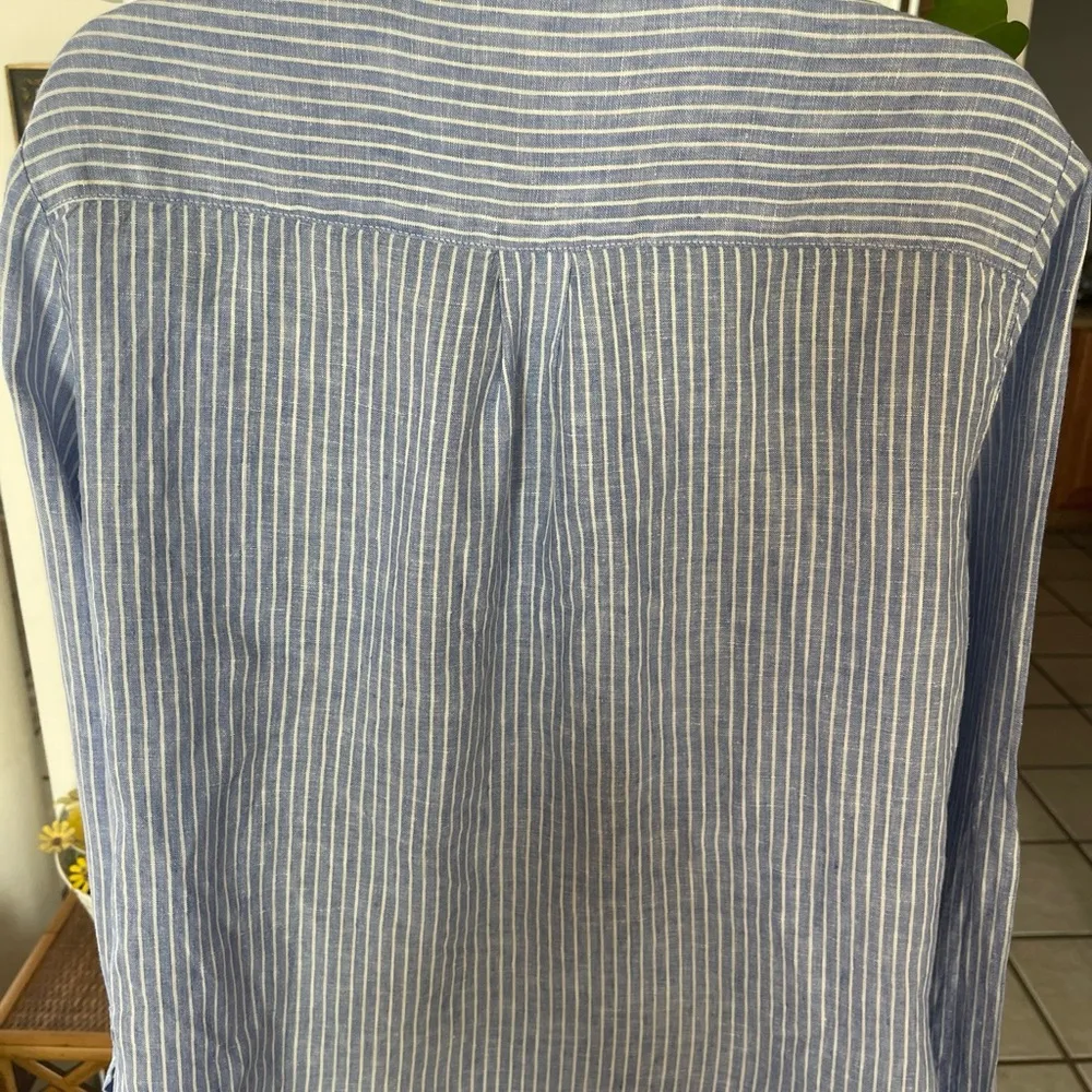 Original Nicole Miller women’s button up nautical  100% linen striped shirt XL - Image 9