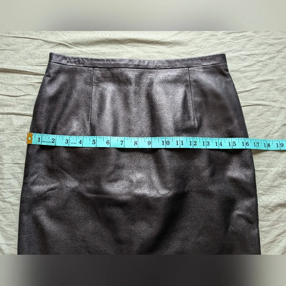 Vintage Oscar De La Renta Leather Pencil Skirt W4 Black - Image 7