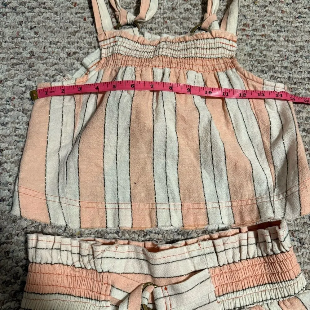 Free People Girl Like Me Striped Orange Linen Co-Ord Matching Set Shorts Size XS - Image 14