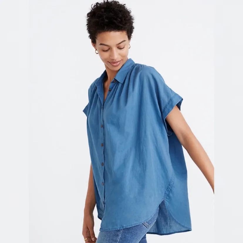 Madewell central shirt in bright indigo XS chambray denim western rodeo - Image 5