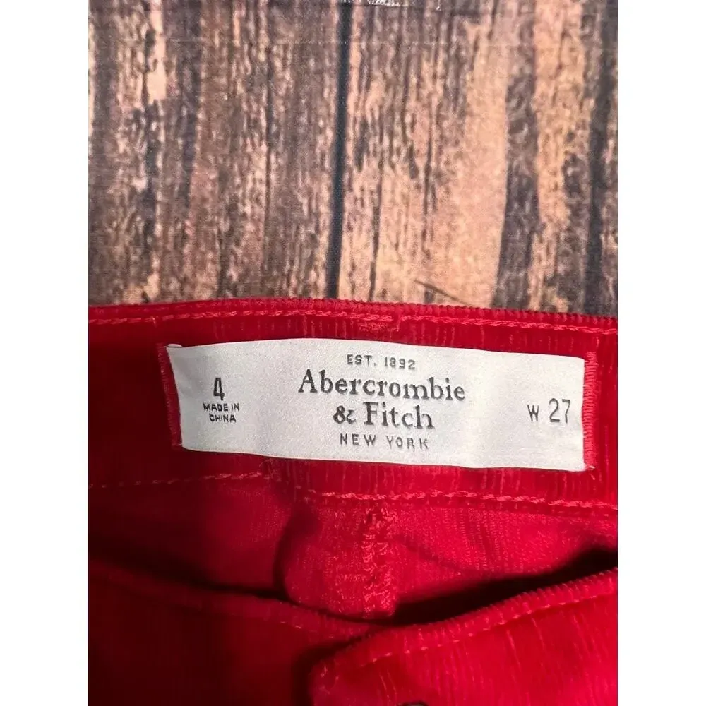 Abercrombie &‎ Fitch Women's Red Corduroy Ankle Jeans Size 4 - Image 2