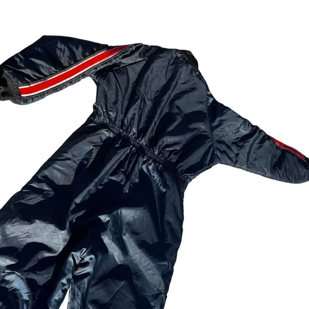Vintage 1970s Montgomery Ward Snowmobile Garment Ski Coverall Outerwear W Large Black - Image 2