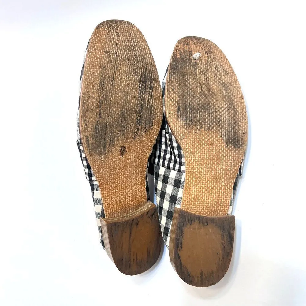 Free people plaid mule sandals womens black white romantic chic boho EU37 US6.5 - Image 3