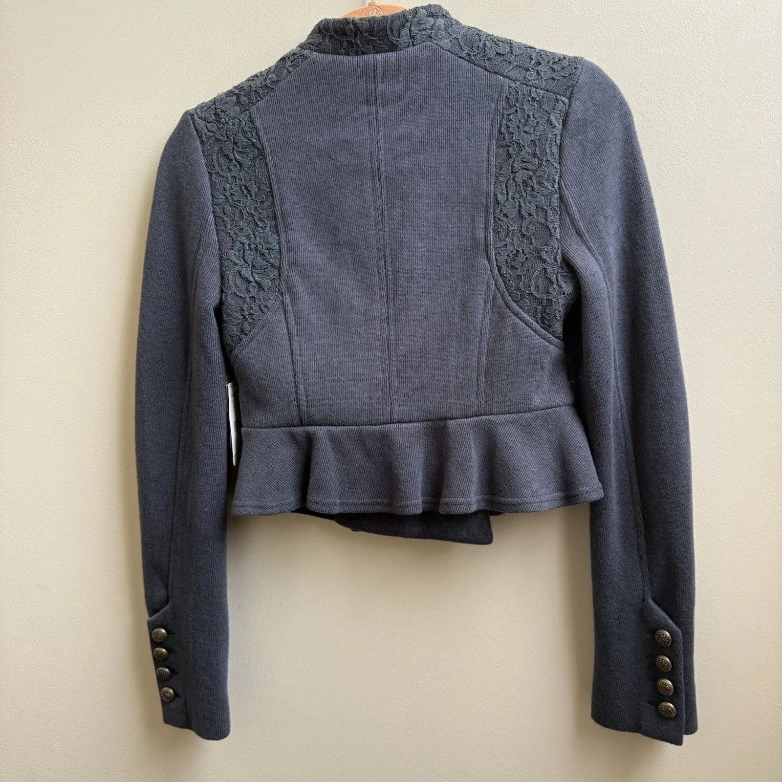 NWT Free People Majorette Military Jacket Double Breasted Crop Stretch Knit 2 - Image 7