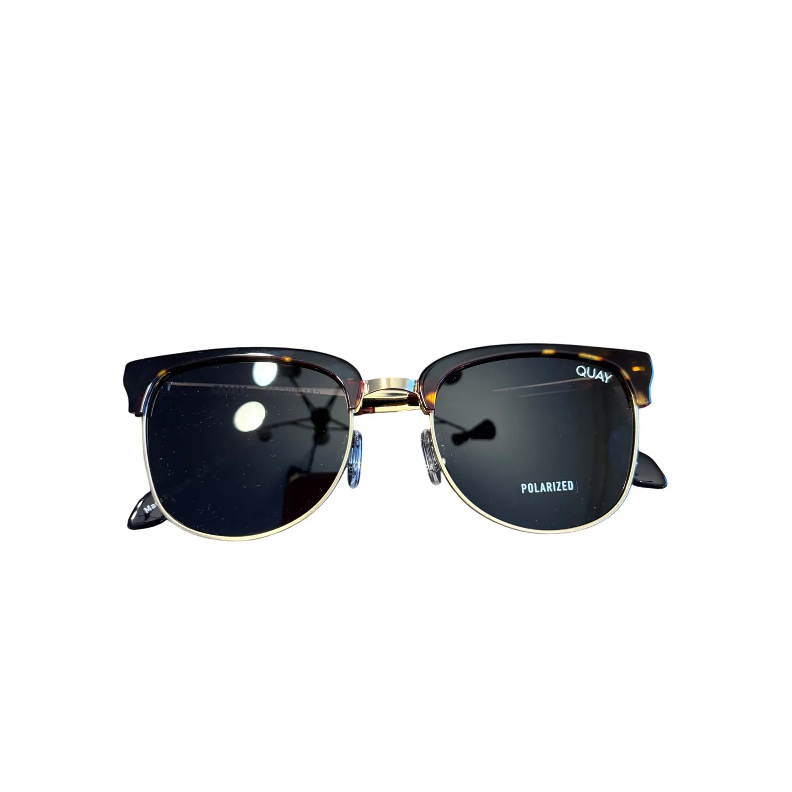 QUAY Australia EVASIVE Polarized Sunglasses Tortoise Shell Metal Half Rim - Image 5