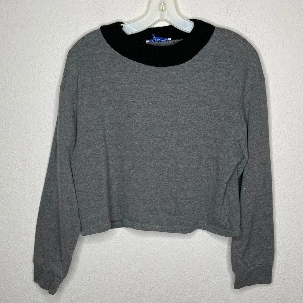 Zara Pullover Shirt Sweater Trim Gray - Image 4
