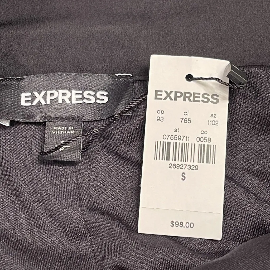 Women’s EXPRESS High Waisted Sequin Pleated Midi Skirt Size S Black - Image 8