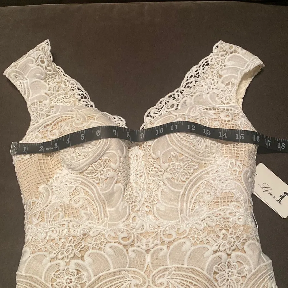 Women’s Bohemian Wedding Dress with Nude Lining Zip Up Back Size 2 NWT - Image 12