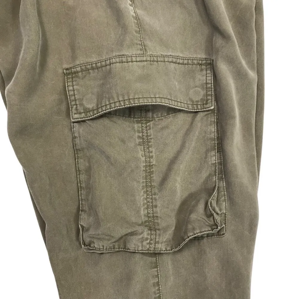 ABERCROMBIE & FITCH Paperbag Tencel Cargo Pant Jogger Sz L Burn Olive Grunge Y2K - Image 6