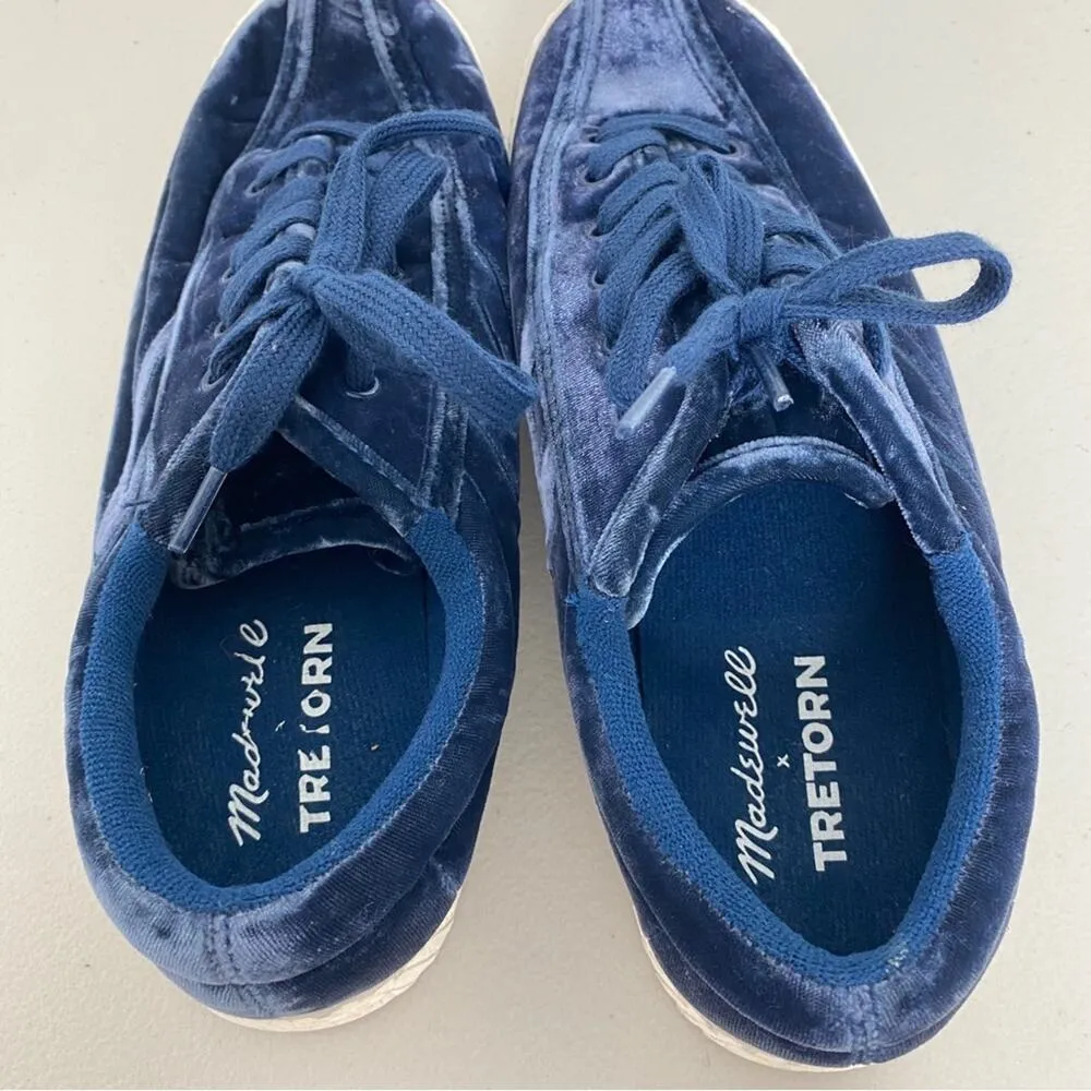 Madewell x Tretorn Blue Velvet Low Tops Lace up Sneakers Shoes Size 9 - Image 8