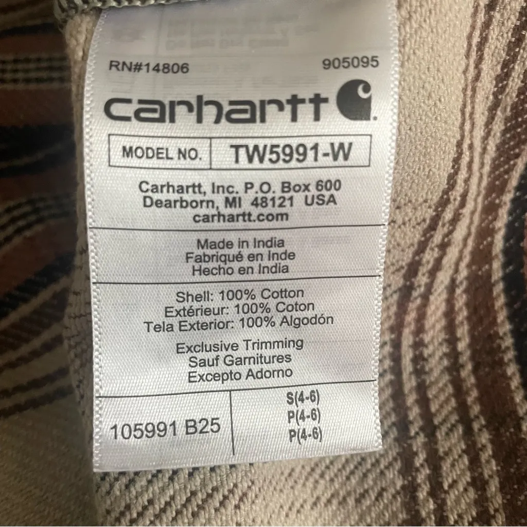 Carhartt Women's Loose Fit Heavyweight Twill Plaid Shirt/Shacket in nutmeg - Image 7