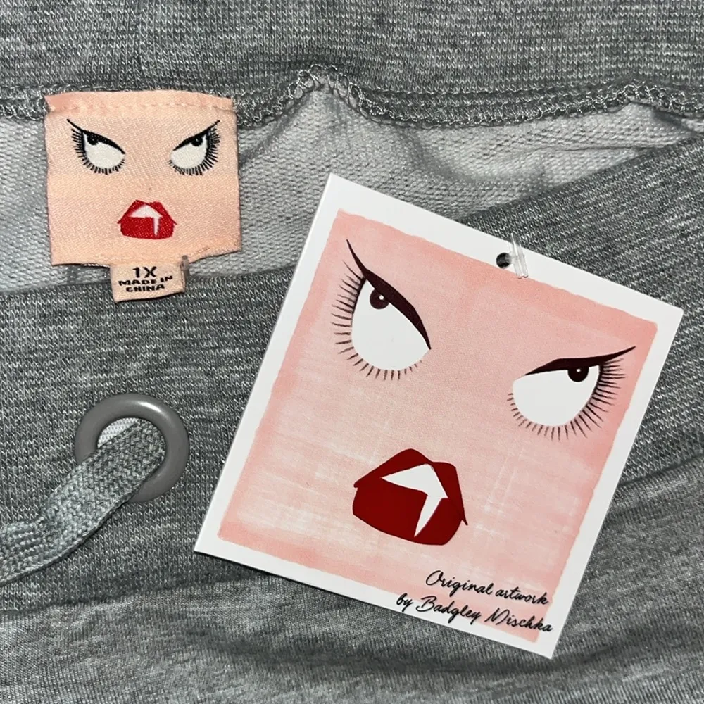 Badgley Mischka NWT Sz 1X Gray Elastic Waistband French Terry Jogger Sweatpants - Image 5