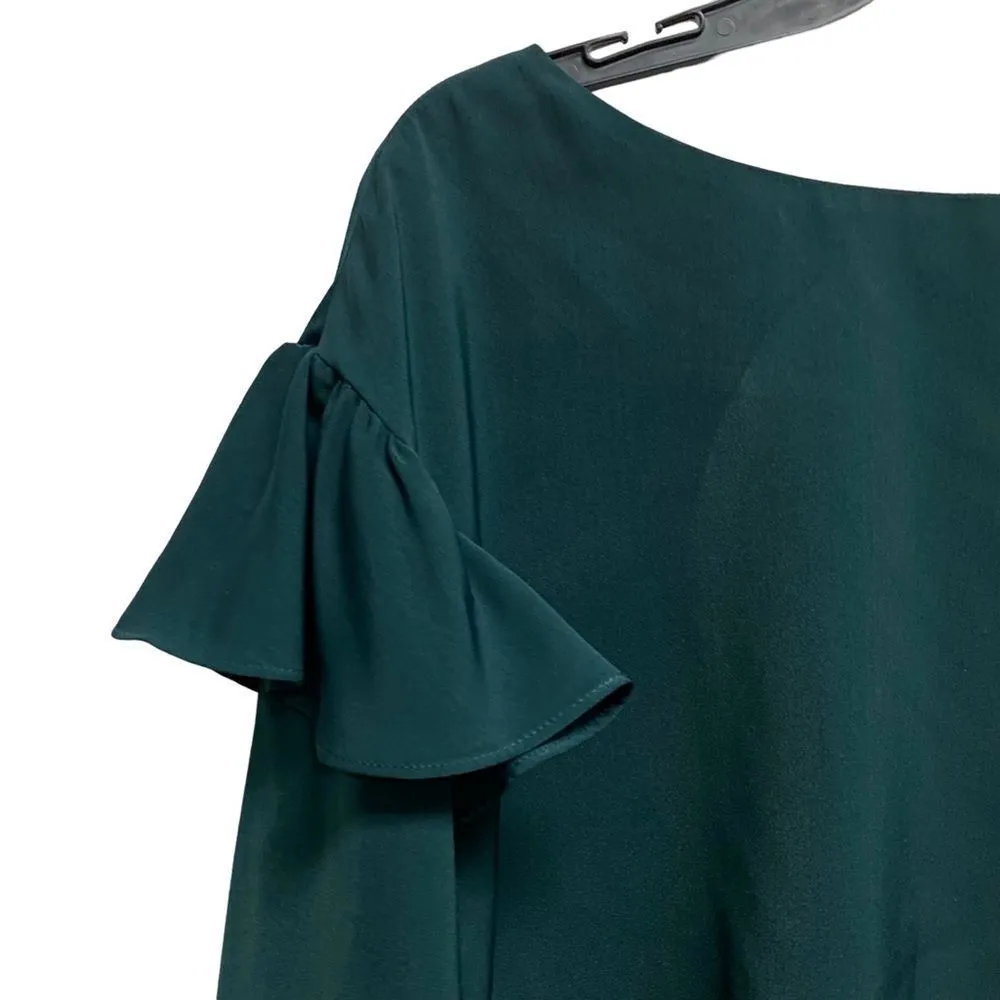 Women's J.O. A Ruffle Sleeve Top Green  Small - Image 10