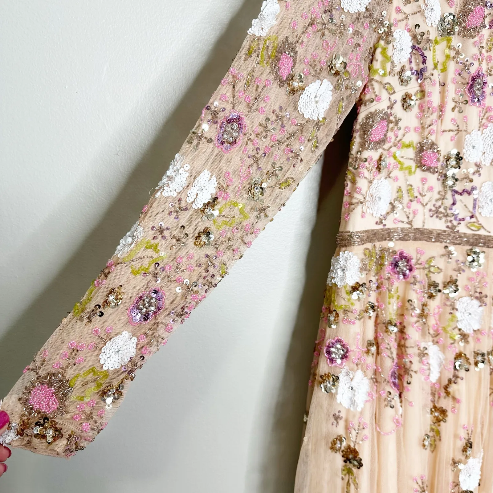 Mac Duggal 5716 Blush Pink Floral Tulle Embellished Cocktail Lenth Dress 16 - Image 5