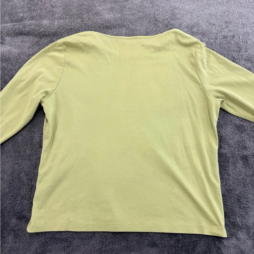 L.L. Bean Olive Long Sleeve Women's‎ Tee Green Size L - Image 6