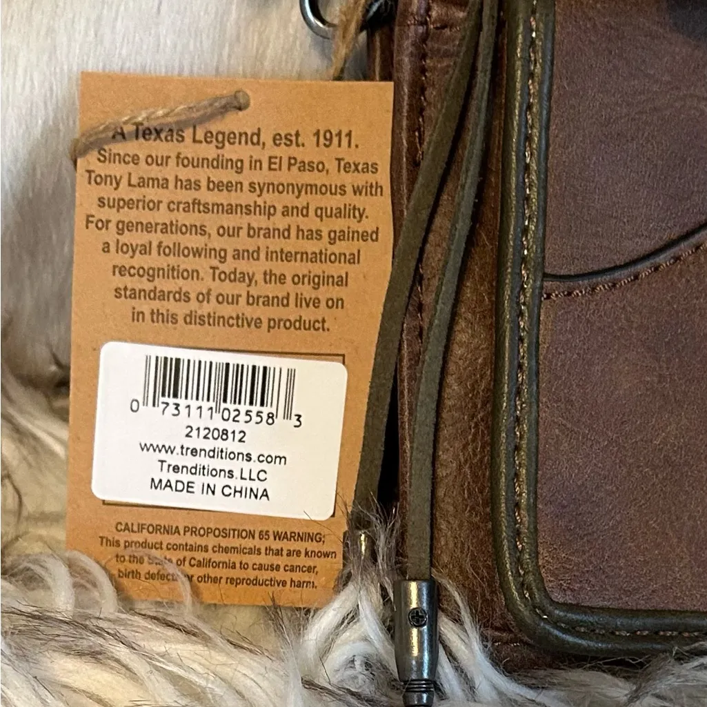 New Tony Lama Western Brown Crossbody Bag with Embellished Concho Design - Image 3