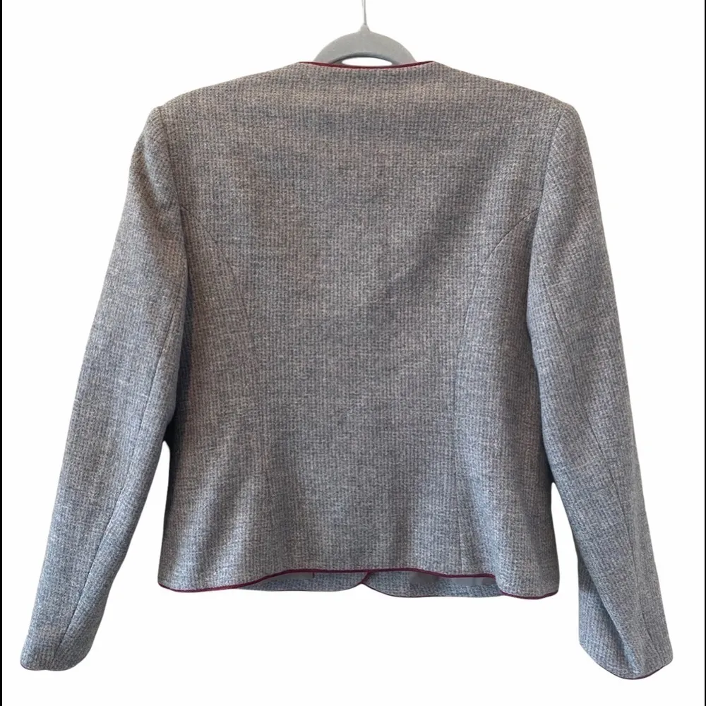 HERMAN GEIST Vintage Button Down Wool Embroidered Flower Blazer Size 10 - Image 5